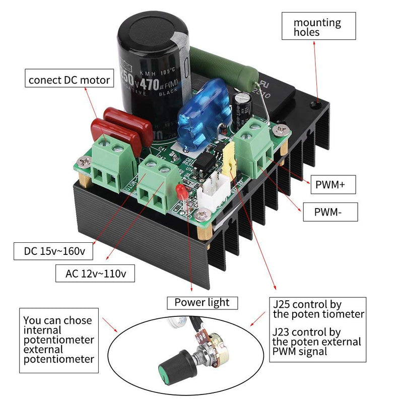 [Australia - AusPower] - 12V-110V AC / 15-160V DC 300W PWM Motor Speed Controller Regulator Board Motor Driver Governor Module for Fan Pump Blower Engraver 