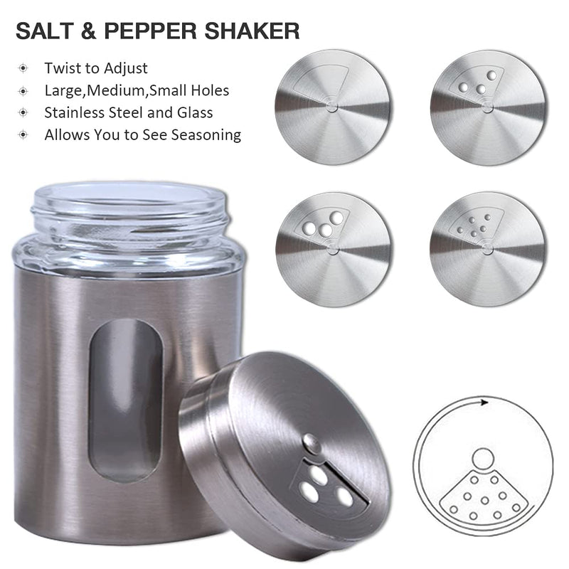[Australia - AusPower] - 1 Pack Large Salt Shaker with 3 Adjustable Pour Holes - 4.3×2.7 Inch Salt Shaker with Stainless Steel Outer Layer and Internal Thick and Durable Glass for Granular Seasoning Large-1 Pack 