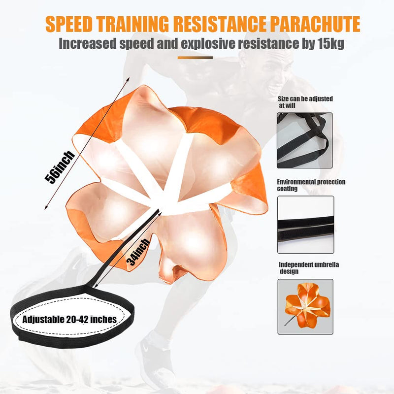 [Australia - AusPower] - QING PU2021 Running Speed Training, 56 inch Speed Drills Resistance Parachute Running Sprint Chute Soccer Football Sport Speed Training(Orange) 