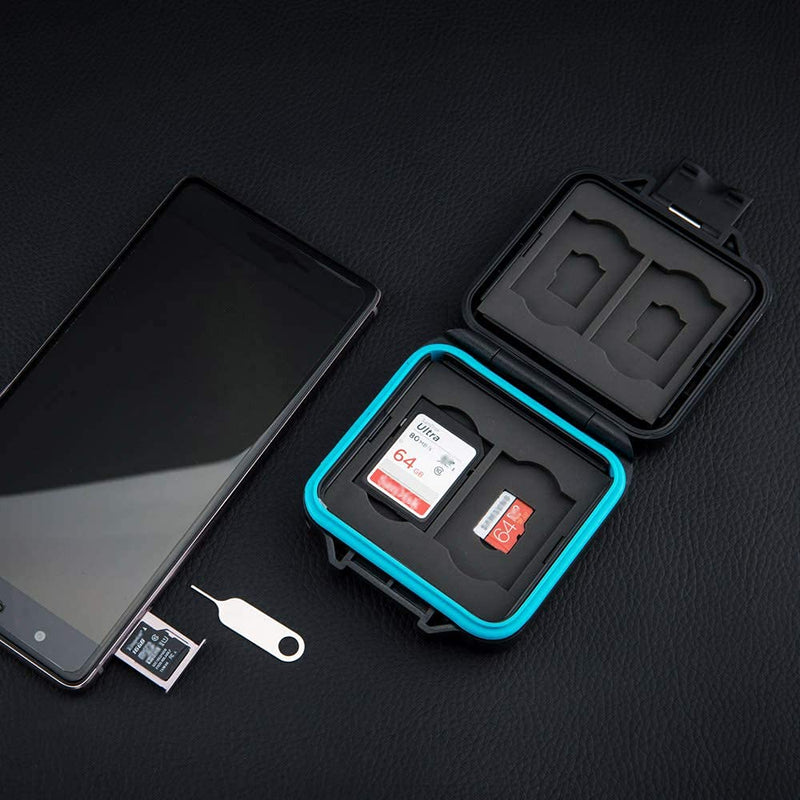 [Australia - AusPower] - JJC 8 Slots Memory Card Case Holder Storage for 4 SD SDHC SDXC Card and 4 Micro SD TF Card, Small SD Micro SD Card Case Organizer Waterproof & Anti-Shock For 4 SD+4 Micro SD 
