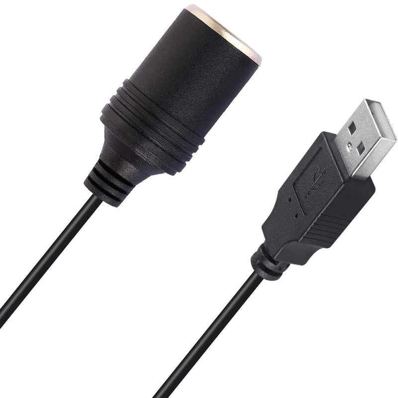 [Australia - AusPower] - LIYU USB A Male to 12V Car Cigarette Lighter Socket Female Converter for GPS Dashcam and More-Black (0.6m/1.96ft) 