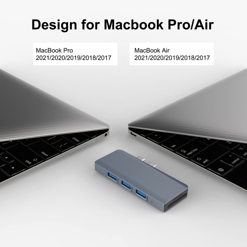 [Australia - AusPower] - USB C Adapter for MacBook Pro/Air 2021 2020 2019, 6 in 2 USB C Hub Multiport Adapter Dongle Ethernet Compatible with MacBook Pro/Air with 87W PD Charging,3 USB 3.0 and SD/TF Card Reader Silver 