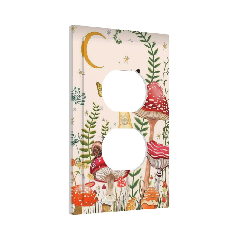 [Australia - AusPower] - Nature Plant Botanical Daisy Mushroom Moon Butterfly Single Duplex Wall Plate Covers Light Switch Cover 1 Gang Outlet Plate Decorative Switchplate Covers Electrical Faceplate For Country Decor 1 Gang Duplex/5x3 IN 