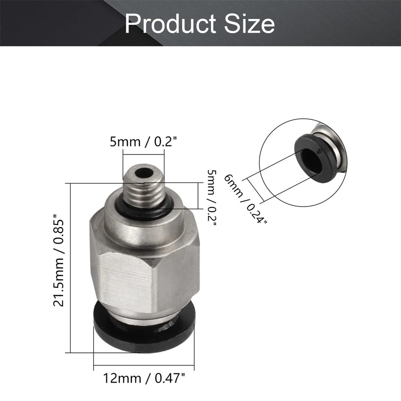 [Australia - AusPower] - Othmro Straight Pneumatic Push to Quick Connect Fittings PC6-M5 Black, Silver 6mm,5mm Plastic, Copper 9PCS 