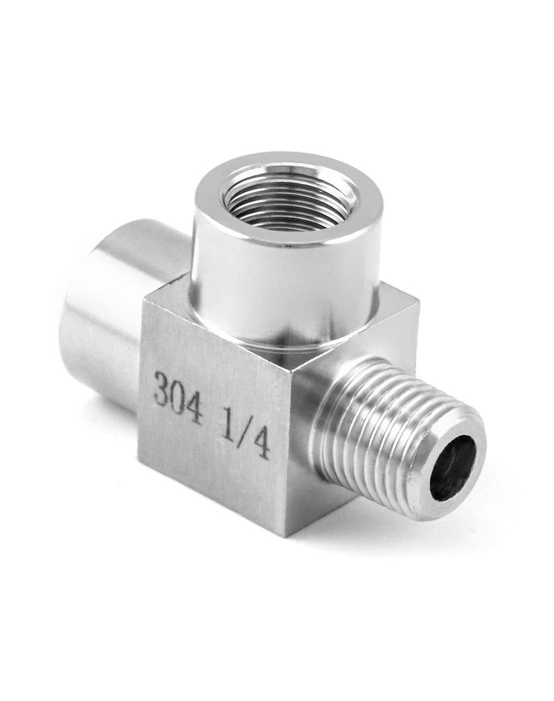 [Australia - AusPower] - QWORK Stainless Steel Pipe Fitting, 1/4" NPT Male x 1/4" NPT Female x 1/4" NPT Female, Male Run Tee, Street tee 1/4 inch Male x Female x Female 