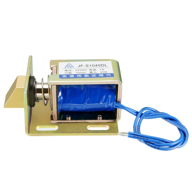 [Australia - AusPower] - uxcell Eelectric Door Lock Solenoid,DC 24V 25N 10mm Stroke,Pull Type,Open Frame,Solenoid Electromagnet Lock with Mount Board,Linear Motion,JF-S1040DL 