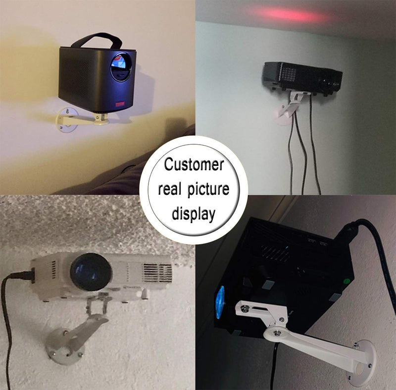 [Australia - AusPower] - Universal Projector Wall Mount Angle Adjustable 360°Rotation 7.8” Length 7.7 lbs Load Projector Hanger with Mounting Screw Thread Adapters as Mini Projector Camera Camcorder Mount White 7.8 in 