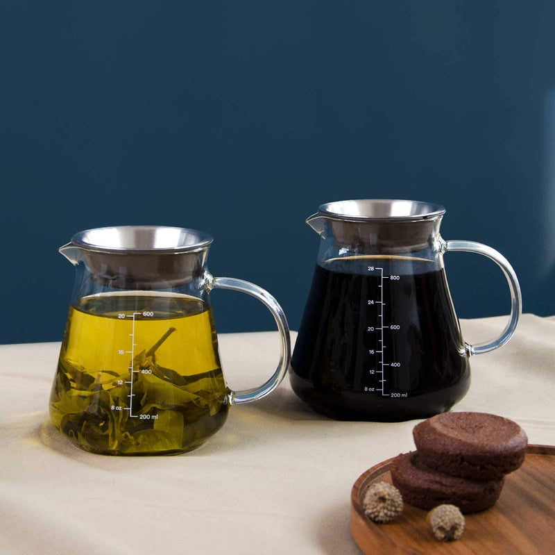 [Australia - AusPower] - Glass Range Coffee Server For Pour Over Coffee & Tea - 800ml/27oz Ovalware Microwave Safe & Heatproof 2.5mm Thick Glass Body 