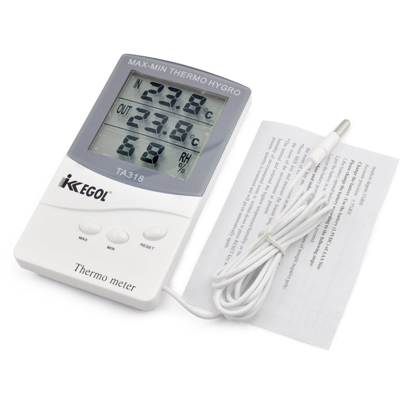 [Australia - AusPower] - iKKEGOL Dual Sensor LCD Display Indoor Outdoor Digital Thermometer Hygrometer with Max Min Memory White 