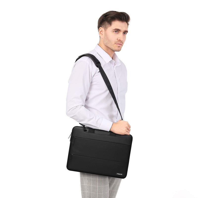 [Australia - AusPower] - MOSISO Laptop Shoulder Bag Compatible with MacBook Pro 16 inch 2021 M1 Pro/Max A2485/2019-2020 A2141/Pro 15 A1398,15-15.6 inch Notebook with 2 Horizontal Parallel Organizer Pockets&Trolley Belt, Black 