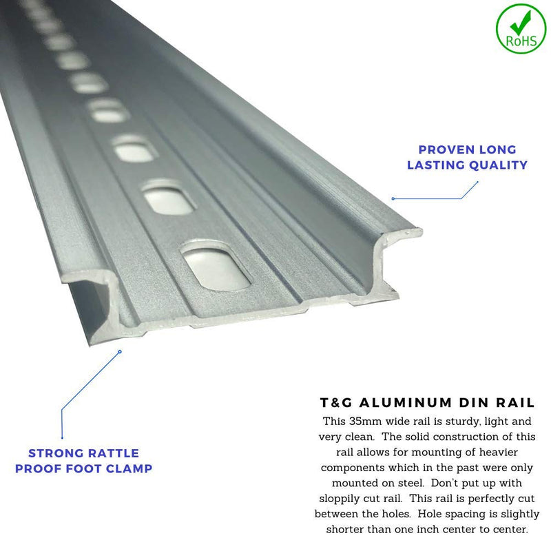 [Australia - AusPower] - T&G 3 Pieces DIN Rail Slotted Aluminum RoHS 12" Inches Long 35mm Wide 7.5mm High 