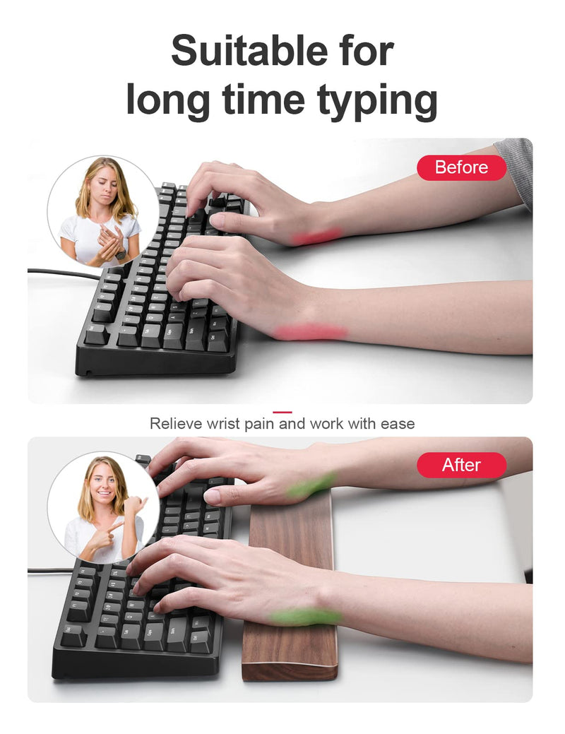 [Australia - AusPower] - Meatanty Wooden Keyboard Wrist Rest,Ergonomic TKL Gaming Walnut Keyboard Rest,Mechanical Keyboard Wrist Pad,Hard Wrist Rest Palm Rest Supports Computer, Laptop Comfortable Typing Pain Relief (14.17") Medium (14.17") 