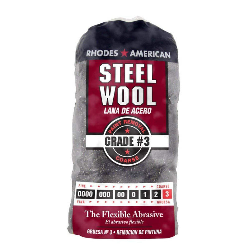 [Australia - AusPower] - Steel Wool, 12 pad, Coarse Grade #3, Rhodes American, Paint Removal - 4 Pack 