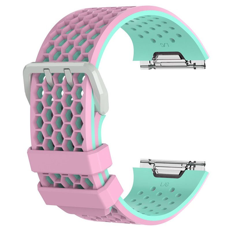 [Australia - AusPower] - Bossblue Compatible Fitbit Ionic Bands For Women Men Large Small, Soft Silicone Waterproof Breathable Replacement Accessories Sport Strap For Ionic Smartwatch. (Pink/teal, Large(6.7"-8.4")) Pink/teal Large(6.7"-8.4") 