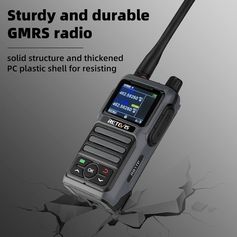 [Australia - AusPower] - Retevis RB17P GMRS Radio,Long Range Two Way Radio Rechargeable,2200mAh SOS Siren NOAA Scanning & Receiving, Handheld Walkie Talkies for Adults(1 Pack) 