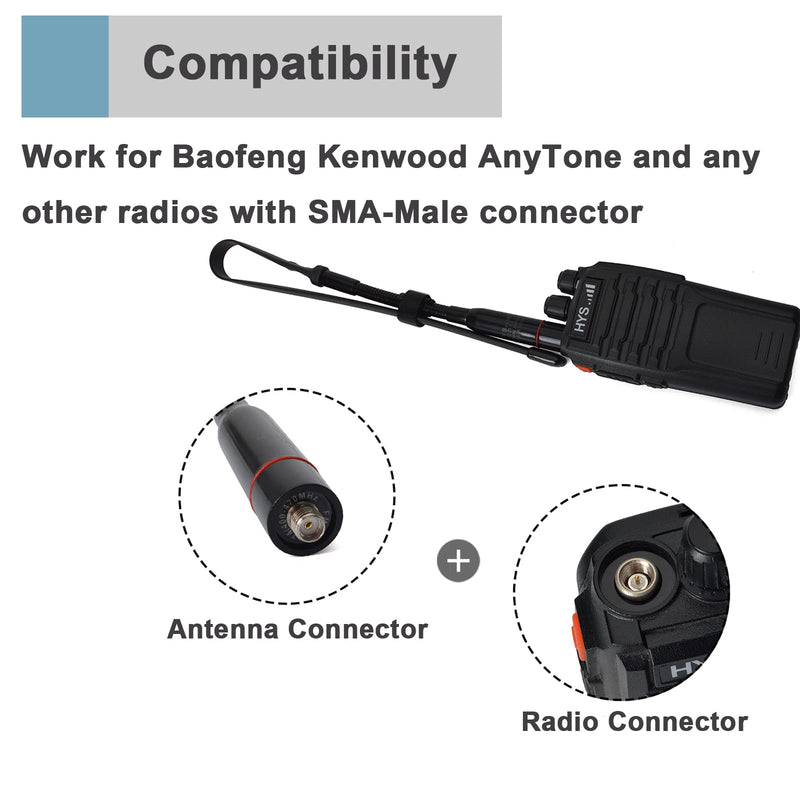 [Australia - AusPower] - HYS Tactical Foldable Whip Antenna, SMA-Feamle, VHF UHF 144/430Mhz, Gooseneck Antenna for Kenwood TYT Retevis BAOFENG UV-82 UV-B5 GT-3 BF-F8HP UV-5RA UV-5RE UV-5R Two-Way Radio Scanner 