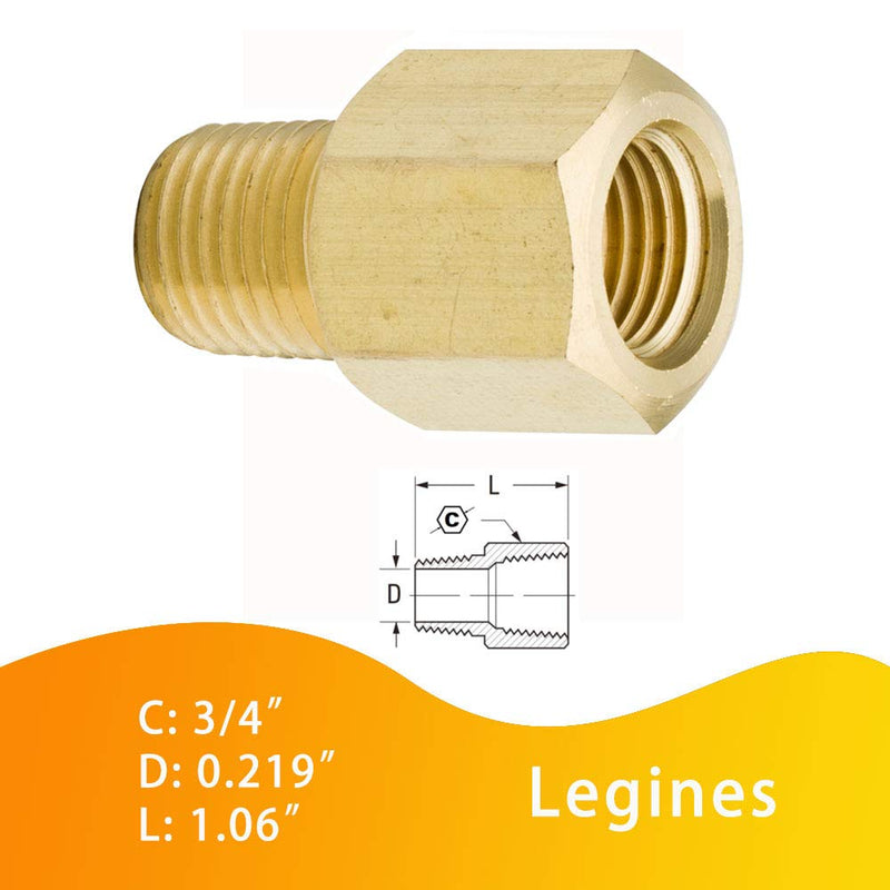 [Australia - AusPower] - Legines Brass Pipe Fitting, NPT Adapter 1/4" Female to 1/8" Male Reducing Adaptor 1200psi High Pressure (Pack of 2) 1/4" Female x 1/8" Male 