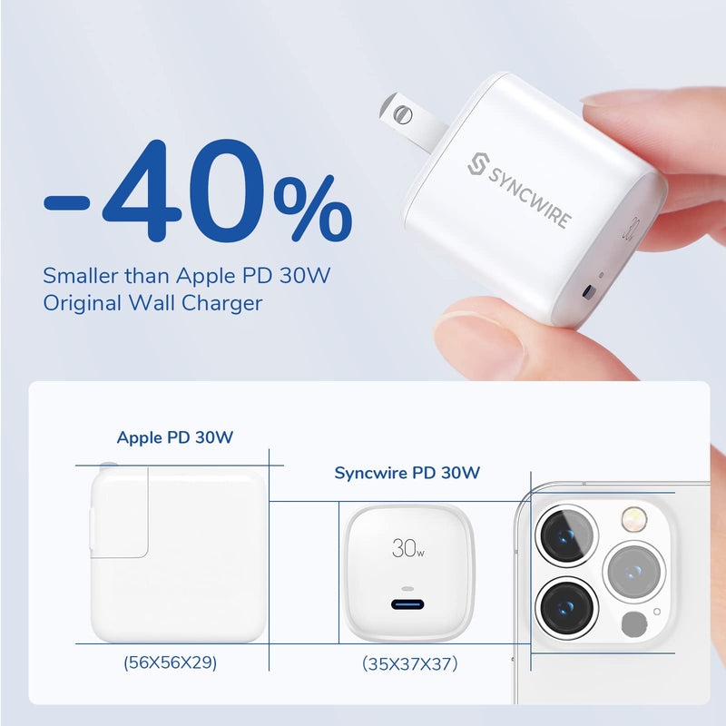 [Australia - AusPower] - Syncwire USB C Charger 30W Fast Wall Charger GaN III Mini Power Adapter PD 3.0 PPS Charger for iPhone 13 Pro Max/iPhone 12 Pro Max, MacBook Air, iPad Pro,Galaxy S22/ S21 Ultra,Pixel 6 Pro/6 and More 