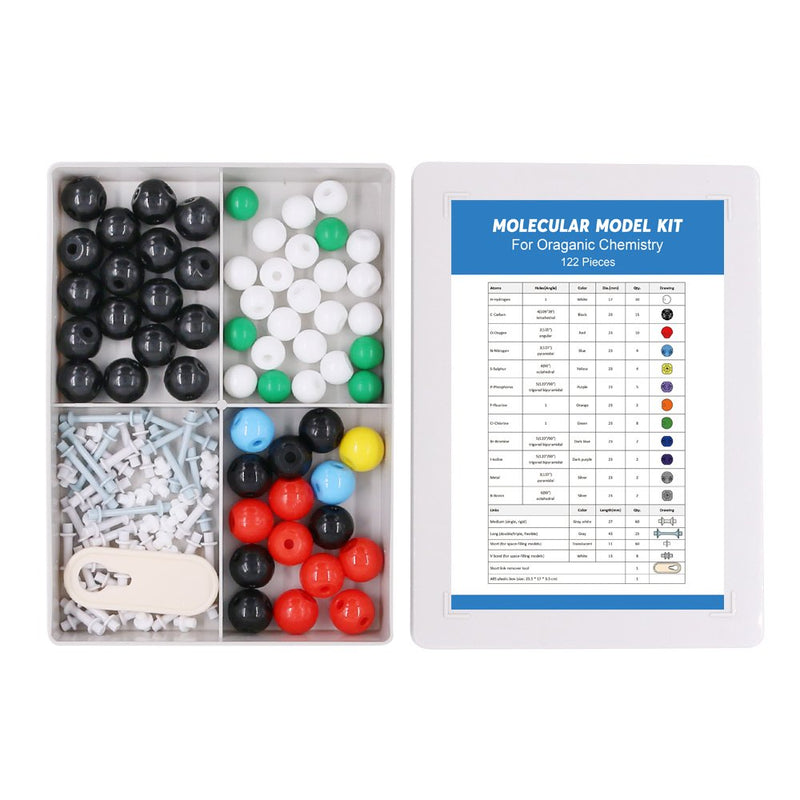 [Australia - AusPower] - Swpeet 122 Pcs Organic Chemistry Molecular Model Student and Teacher Kit, Molecular Model Set for Inorganic & Organic Chemistry - 59 Atoms & 62 Links & 1 Short Link Remover Tool 