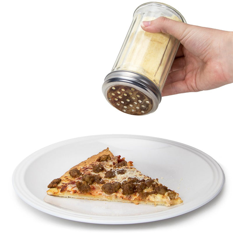 [Australia - AusPower] - Spice & Cheese Shaker - 12 oz. Glass Server with Metal Lid and Extra Large Holes for Parmesan and Mozzarella by Back of House Ltd. 