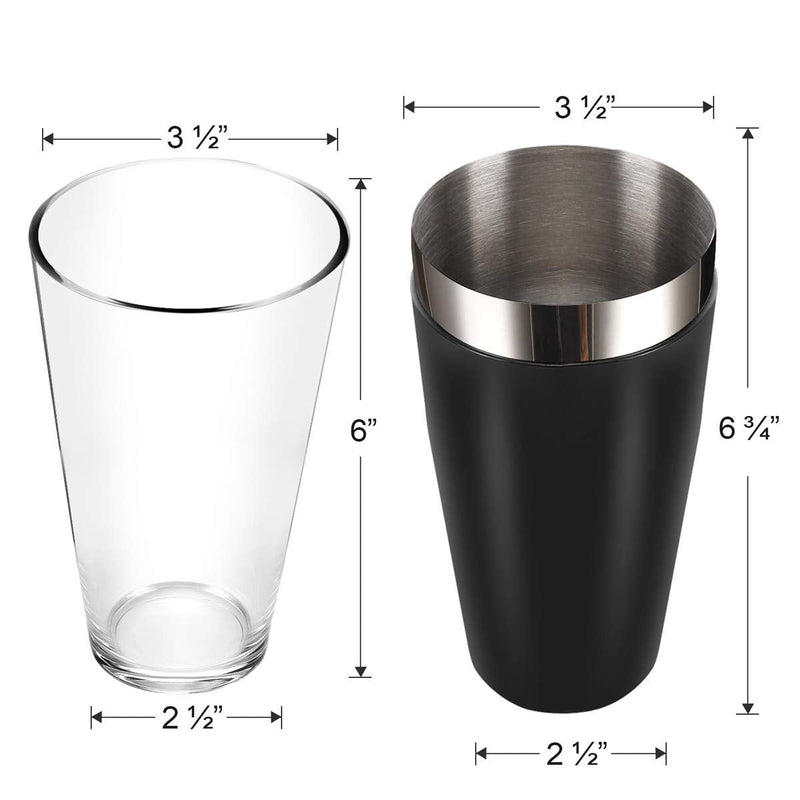 [Australia - AusPower] - Boston Cocktail Shaker, 16 fl oz Glass and 26 fl oz Stainless Steel with Rubber Sleeve 