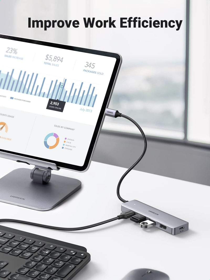 [Australia - AusPower] - UGREEN USB C Hub 4 Ports USB 3.1 Type C to USB 3.0 Hub Adapter with Micro USB for MacBook Pro, iMac, Samsung Galaxy S21 S20, LG, Google Chromebook Pixelbook, Dell XPS, Oculus Rift S, Lenovo Yoga 720 