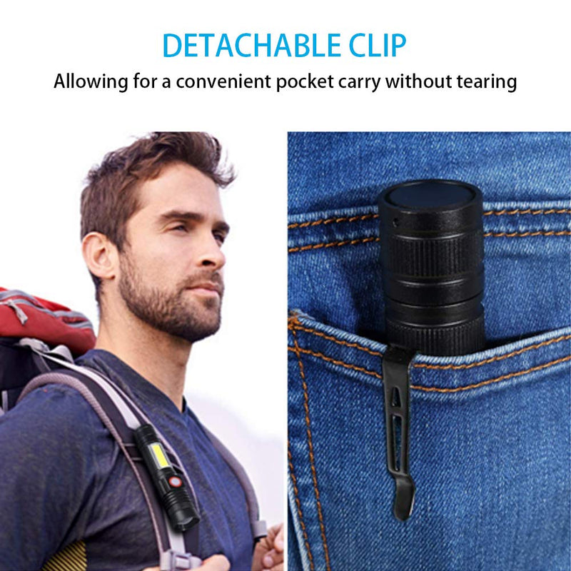 [Australia - AusPower] - Hoxida Rechargeable Flashlight(Battery Included), Magnetic LED Flashlight with COB sidelight, 1200 Lumen Super Bright LED, Waterproof, Zoomable, 4 Modes Best Flashlight for Camping, Emergency 