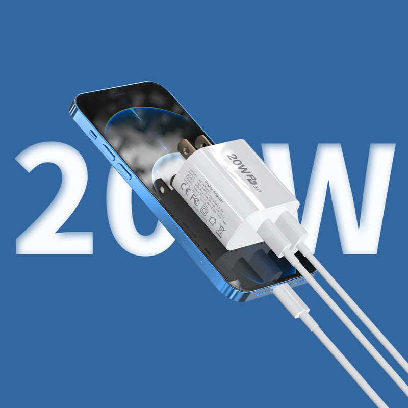 [Australia - AusPower] - iPhone 12 13 Charger, 20W USB C Wall Charger, Dual-Port USB Type C Fast iPhone Charger for iPhone 13/13 Pro/13 Pro Max/13 Mini/ 12/12 Pro Max/11/11 Pro Max/Samsung Galaxy and More 2-Pack Orange,White 
