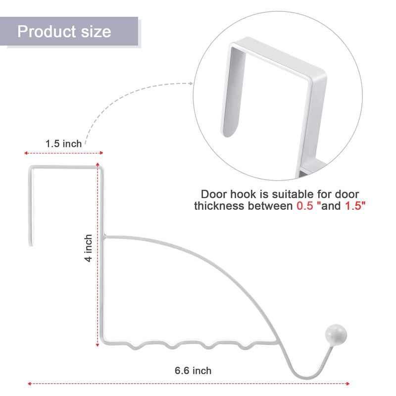 [Australia - AusPower] - Hotop 2 Pieces Over Door Hooks Single Over Door Hooks Valet Hooks Multi Hanging Storage Hanger for Clothes Coats Towels Hats Scarves Purses Keys and More (White) White 