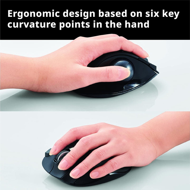 [Australia - AusPower] - ELECOM EX-G Left-Handed Trackball Mouse, 2.4GHz Wireless, Thumb Control, 6-Button Function with Smooth Tracking, Ergonomic Design, Optical Gaming Sensor, Windows11, macOS (M-XT4DRBK) 