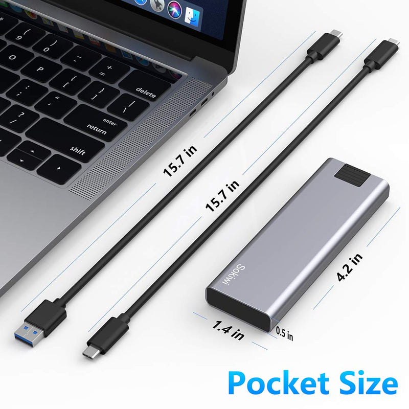 [Australia - AusPower] - M.2 NVME SATA SSD Enclosure Adapter Tool-Free, RTL9210B Chips, USB C 3.1 Gen 2 10Gbps NVME, 6Gbps SATA PCIe M-Key(B+M Key), Support UASP Trim for SSD Size 2242/2260/2280 