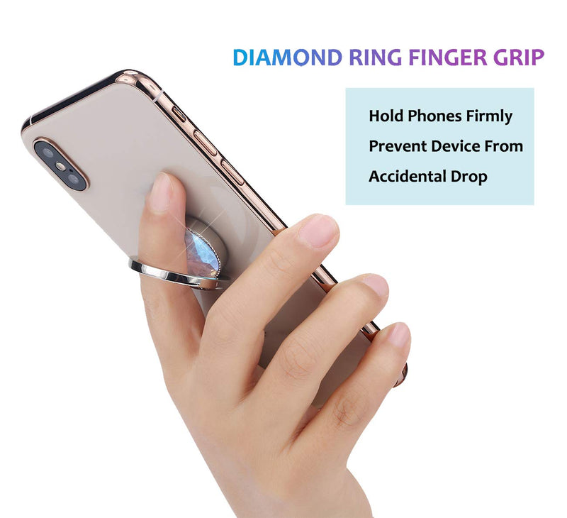 [Australia - AusPower] - lenoup Glitter Bling Bling Phone Ring Holder,Sparkle Phone Ring Grip Artificial Diamond Stand,Rhinestone Cell Finger Ring for Phones,Pad(Silver) Silver 