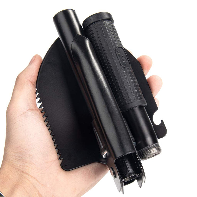 [Australia - AusPower] - Jipemtra Gardening Folding Shovel Military Camping Shovel Survival Gear Entrenching Tool with Carrying Pouch Metal Handle for Camping Trekking Gardening Fishing Backpacking Snow Black 