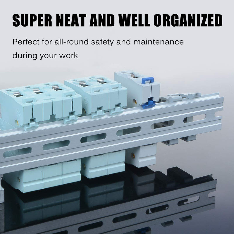 [Australia - AusPower] - 2 Piece DIN Rails, 35mm Aluminum Top Hat Slotted DIN Rail with RoHS, Extra Premium Screws Included for Hardware Components Mounting - 12.9 Inches Long, 35mm Wide, 7.5mm High 12.9" X 2pcs - Standard 