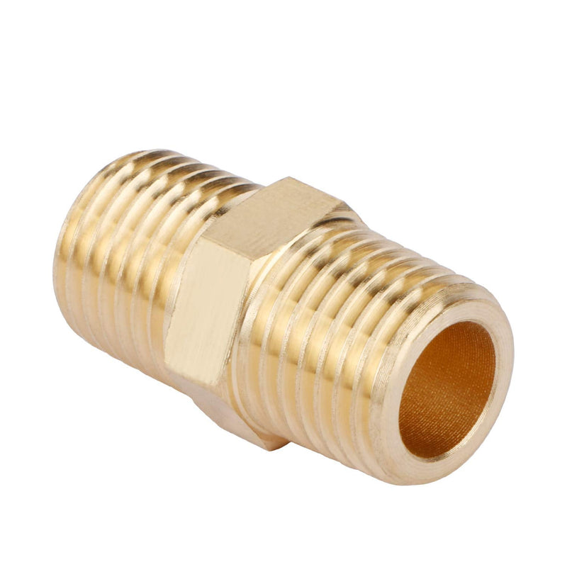 [Australia - AusPower] - U.S. Solid Brass Pipe Fitting, Hex Nipple, 1/4" x 1/4" NPT Male Pipe Adapter 1/4"-1/4" NPT Male, 1 pcs 