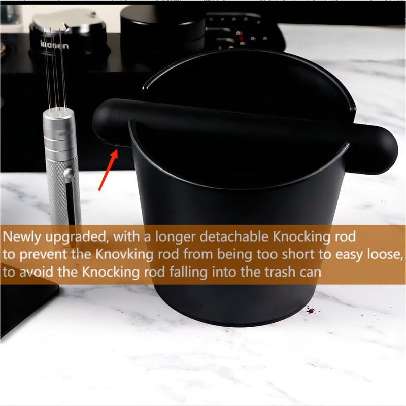[Australia - AusPower] - IAOSEN 5 inch Knock Box Espresso Knock Box Silicone coffee Tamper Mat Espresso Machine Accessories Set of 2 with a longer detachable Knocking rod for Home Office Barista Tools for Bar Shop 