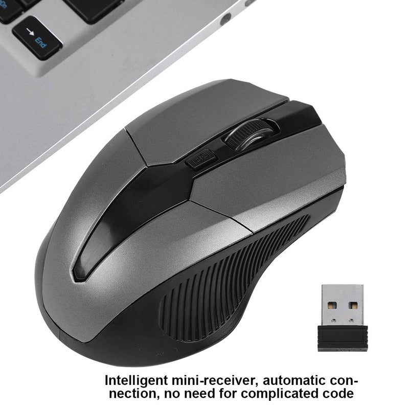 [Australia - AusPower] - Wireless Optical Mouse for PC Computer Laptop,800-1600 DPI 6 Key Gaming Mouse with USB Receiver,Support indows2000/XP/Vista/Linux/7/ and MAC Operating System(Gray) Gray 