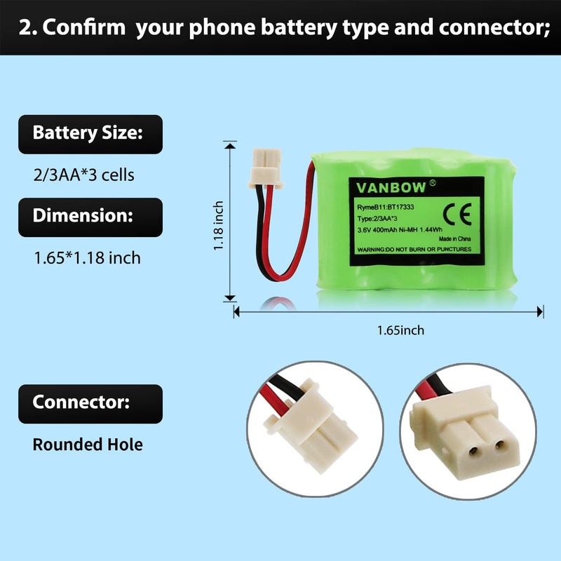 [Australia - AusPower] - BT17333/BT27333 Cordless Phone Battery BT-17333 BT-27333 BT17233 BT27233 CS2111 01839 CLT3500 GESPCH06 43-3215 2/3AA 3.6v 400mAh (2) 