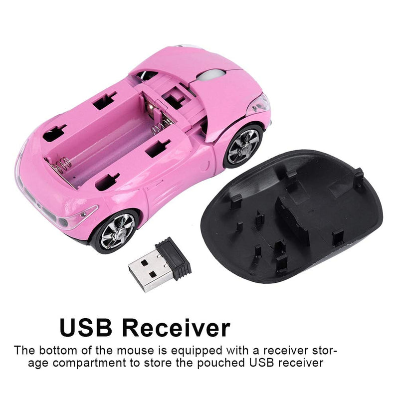[Australia - AusPower] - Optical Car-Shape Mouse 2.4G Wireless Mouse Optical Mouse 1600DPI for Mac/ME/Windows PC/Tablet Gaming Office(Pink) Pink 