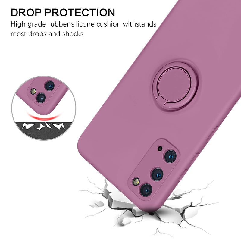 [Australia - AusPower] - BENTOBEN Galaxy S20 Case, Phone Case Samsung S20 5G 2020, Slim Silicone 360° Ring Holder Kickstand Support Car Mount Soft Rubber Hybrid Hard Protection Shockproof Bumper Girl Women Cover, Deep Purple V152-Deep Purple 