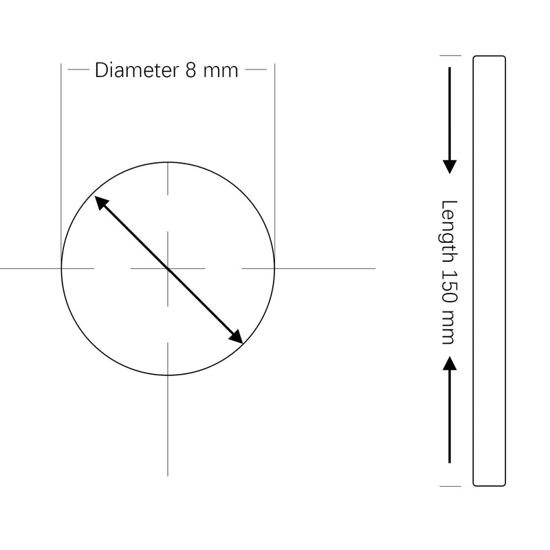 [Australia - AusPower] - Linear Motion Rods, FEYRINX 2PCS 8mm x 150mm (.315 x 5.9 inches) Case Hardened Chrome Linear Rail Shaft for 3D Printer, DIY, CNC - Metric h8 Tolerance 150mm long 8mm Diam 