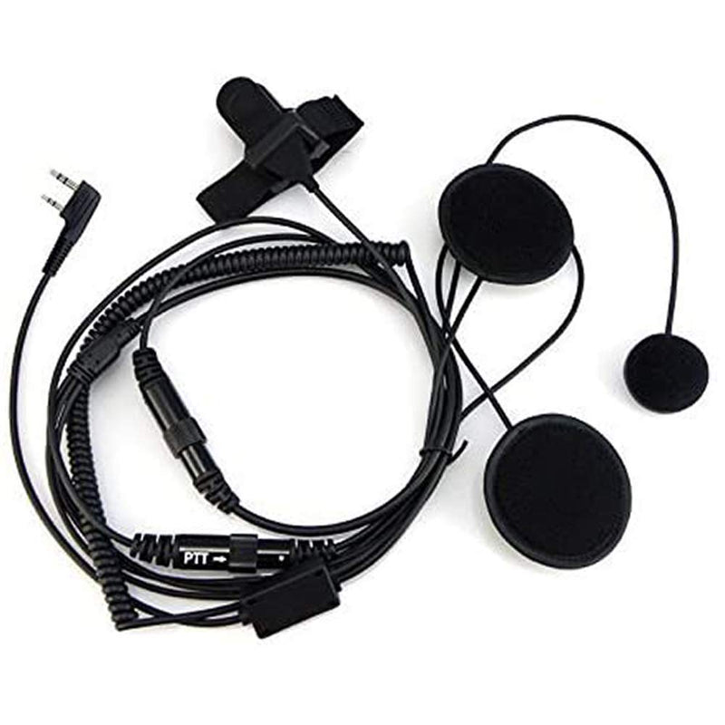 [Australia - AusPower] - BAOFENG Helmet Kit 2 PIN Full Face Motorcycle Headset Earpiece Mic, for BaoFeng/Ken Wood/WOU Xun/Pu Xing/Lin ton Two Way Radio Walkie Talkie, Black 