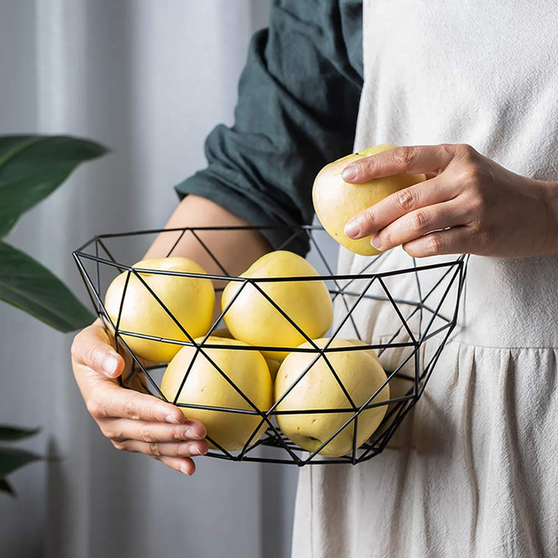 [Australia - AusPower] - Teetookea Metal Wire Fruit Basket, Creative Mesh Fruit Bowl, Round Metal Storage Holder, Modern Style Container for Kitchen Counter, Table Centerpiece Decorative, Countertop, Home Decor (Large) 