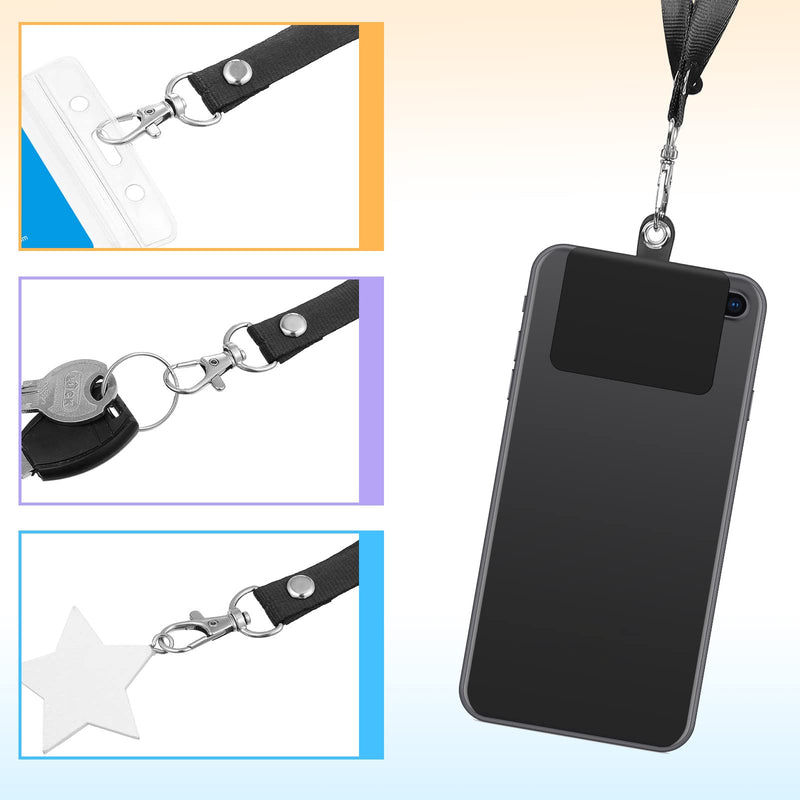 [Australia - AusPower] - 8 Sets Phone Lanyard, 4 Cell Phone Neck Lanyard Holder and 4 Phone Wrist Strap with 8 Phone Tab Universal for Phone Case (Black) Black 