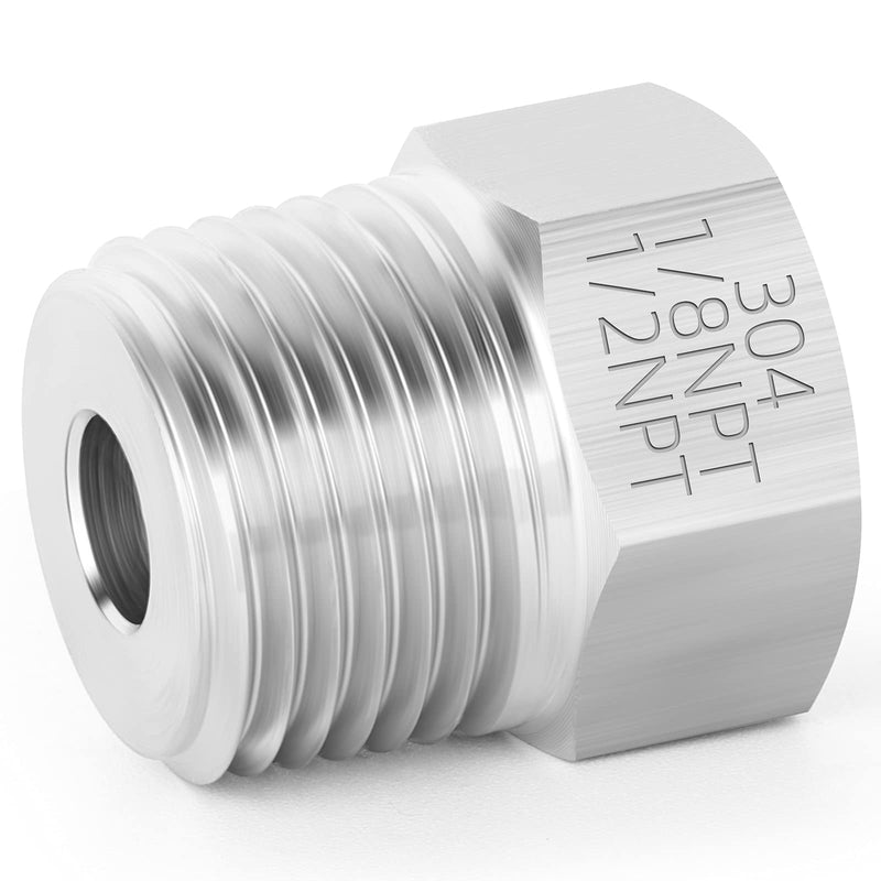 [Australia - AusPower] - GASHER 5PCS Stainless Steel Hex Bushing 1/2" NPT Male x 1/8" NPT Female, Stainless Steel Threaded Pipe Fitting 1/2" MNPT x 1/8" FNPT 5 