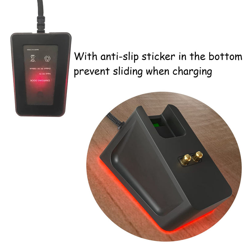 [Australia - AusPower] - Charging Dock with 4.9Ft USB Charging Cable Fits for Razer Naga Pro/DeathAdder/Basilisk/Viper Ultimate Gaming Mouse,Magnetic Dock with Charge Status Indicator and Anti-Slip Sticker Black 