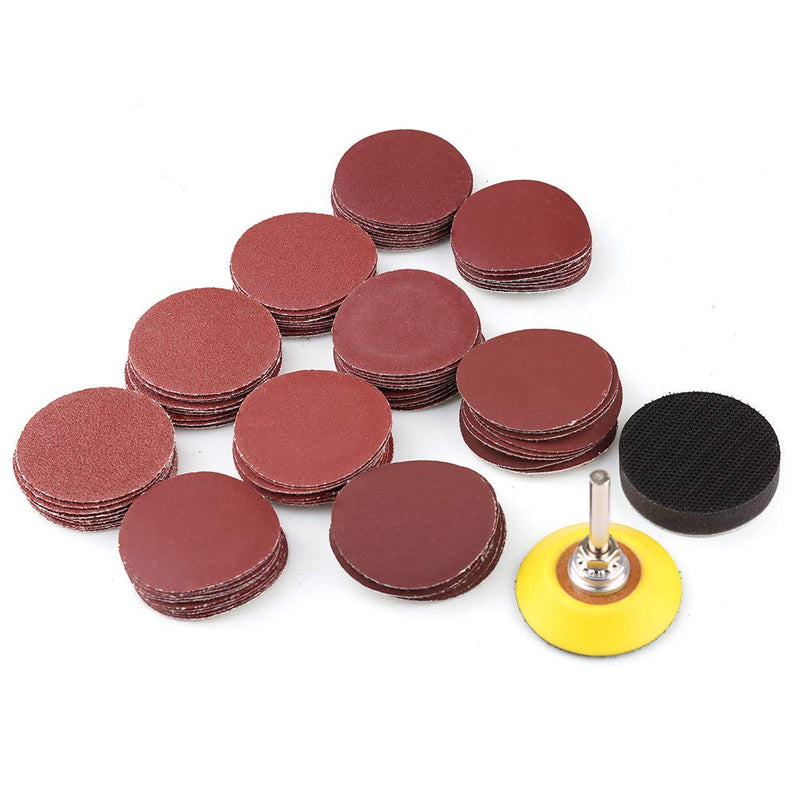 [Australia - AusPower] - 2 Inch Sanding Discs Kit, 100PCS 60-3000 Grit Sandpaper with 1/4" Shank Backing Plate and Soft Foam Buffering Pad, for Drill Grinder Rotary Tool, Hook and Loop Sand Paper Assortment Pack 