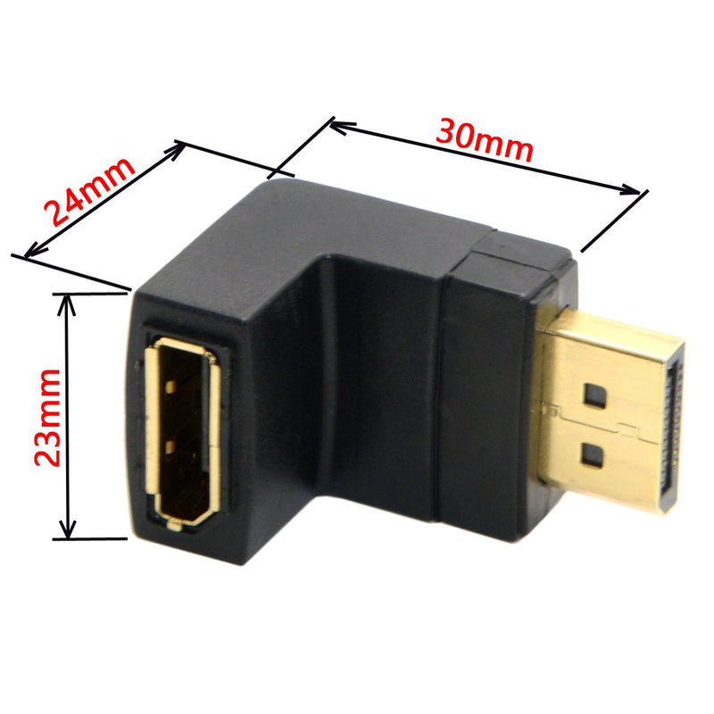 [Australia - AusPower] - CY DP DisplayPort Male 90 Degree Up Angled to Female Extension Adapter Converter Black 