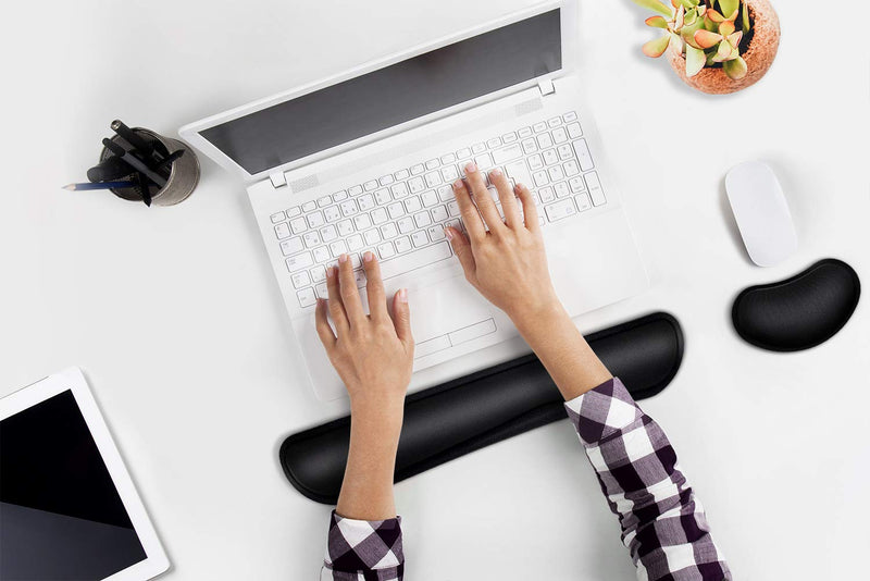[Australia - AusPower] - Mouse Wrist Rest Pad 17" Keyboard Wrist Rest Support Bar Memory Foam Set for Easy Typing Wrist Pain Relief Ergonomic Design Durable Lightweight Anti-Skid Wrist Cushion for Office/Gaming/PC/Laptop/Mac 