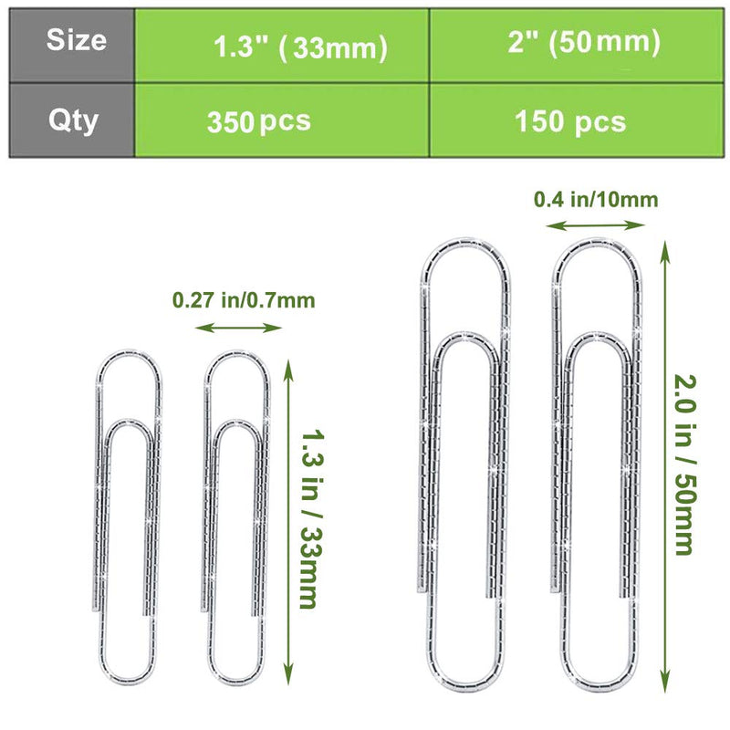 [Australia - AusPower] - Vinaco Paper Clips Non Skid, Medium and Jumbo Paper Clips (1.3 inch & 2.0 inch), Durable & Rustproof, Coated Paper Clip Great for Office School and Personal Use Non-skid Sliver 